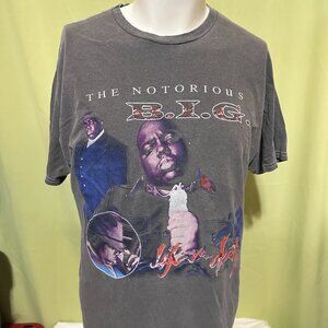 The Notorious B.I.G. Biggie Smalls Hip Hop Men's Distressed Black Shirt Medium